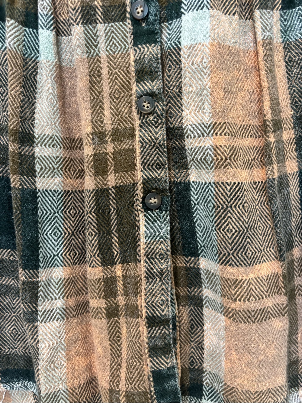 Free People Sz S Easy Street Cotton Oversized Brown Plaid Flannel Shirt Top - Picture 6 of 11